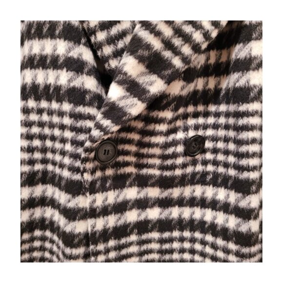 AVEC LES FILLES HOUNDSTOOTH PLAID OVERSIZED PEACOAT SIZE LARGE black & white L - Picture 6 of 12